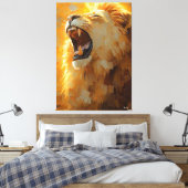 Roaring Lion beroemd gemaakt door Dynamic Impasto Canvas Afdruk (Insitu (Slaapkamer))
