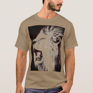 Roaring Lion Pop Art Pebble Color Sepia T-shirt