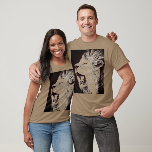 Roaring Lion Pop Art Pebble Color Sepia T-shirt (Unisex)