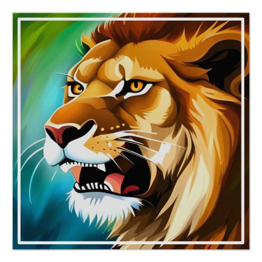 Roaring Lion Side Posed Portrait-57566 Perfect Poster (Voorkant)