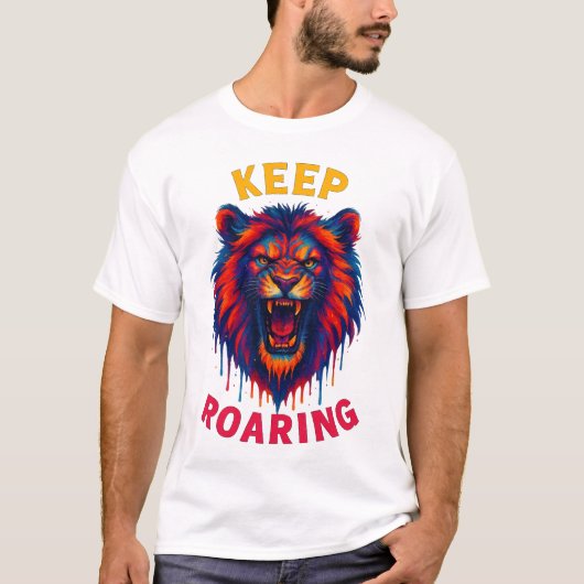 Roaring Lion T-shirt – Wild Jungle Animal Graphic (Devant)