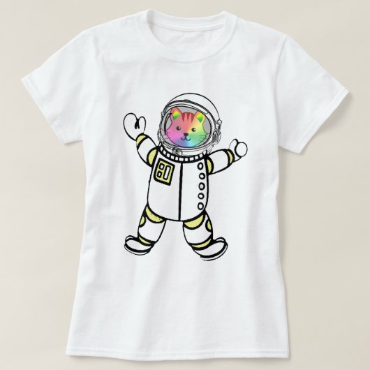 Roaring Rainbow Astro Kitty Cat Astronaut T-shirt (Design voorkant)