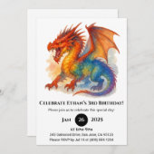 Roaring Rainbow Dragon Birthday Kaart (Voorkant / Achterkant)