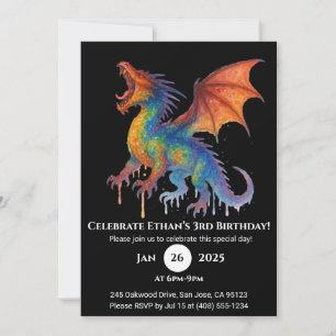 Roaring Rainbow Dragon verjaardagsuitnodiging Kaart