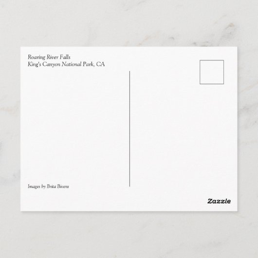 Roaring River Falls, King's Canyon, CA Carte posta (Dos)