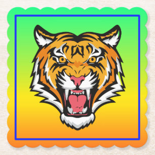Roaring Tiger Head-25818 Kartonnen Onderzetters