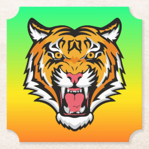 Roaring Tiger Head-25818 Kartonnen Onderzetters