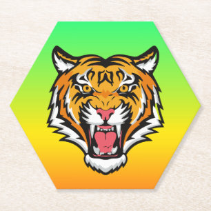 Roaring Tiger Head-25818 Kartonnen Onderzetters