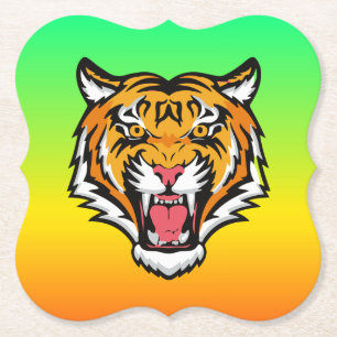 Roaring Tiger Head-25818 Kartonnen Onderzetters