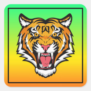 Roaring Tiger Head-25818 Travel Mug Vierkante Sticker