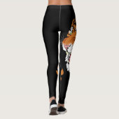 Roaring Tiger Head Print op zwarte Leggings (Achterkant)