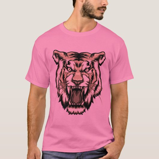 Roaring Tiger Head T Shirt Tattoo Pattern (Voorkant)