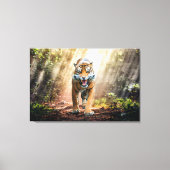 Roaring Tiger In het Oerwoud Fine Art 36x24 Canvas Afdruk (Voorkant)