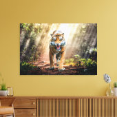 Roaring Tiger In het Oerwoud Fine Art 36x24 Canvas Afdruk (Insitu (Woonkamer))
