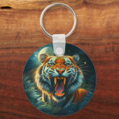 Roaring Tiger Moonlit Oerwoud Sleutelhanger (Voorkant)