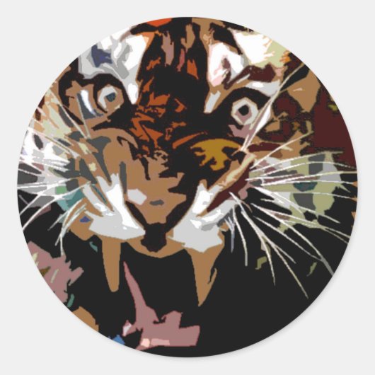 Roaring tijger ronde sticker (Voorkant)