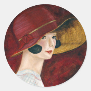 Roaring Twenties 1920s Flapper Girl in Red Pet Ronde Sticker