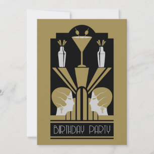Roaring Twenties Art Deco Verjaardag Kaart
