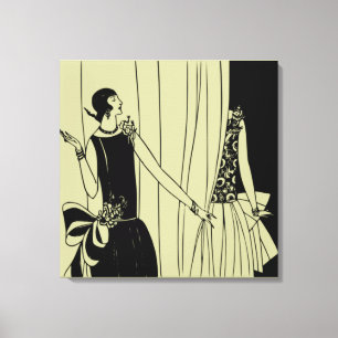 Roaring Twenties Art Deco Wrapped Canvas - sepia Afdruk