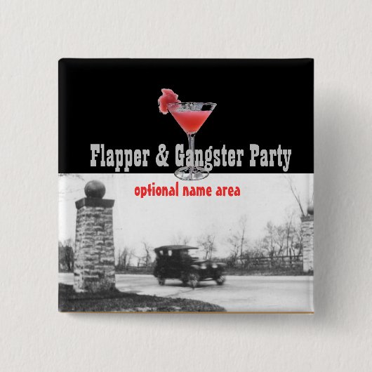 Roaring Twenties Flapper en Gangster Vierkante Button 5,1 Cm (Voorkant)