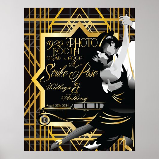 Roaring Twenties Gatsby-stijl fotokabineposter Poster (Voorkant)