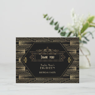 Roaring Twenties Great Gatsby Art Deco 18e verjaar Bedankkaart