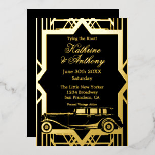 Roaring Twenties Limo Gatsby Style Folie Uitnodigi Folie Uitnodiging