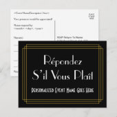 Roaring Twenties Look RSVP Briefkaart (Voorkant / Achterkant)