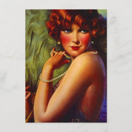 Roaring Twenties Pearls Plumes Flapper Invitation Kaart