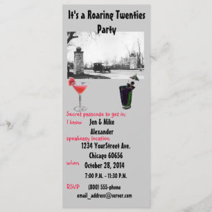 Roaring twwenties Theme Party Invite Kaart