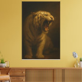 Roaring White Tiger – Fine Art Premium Canvas Prin (Insitu (Woonkamer))