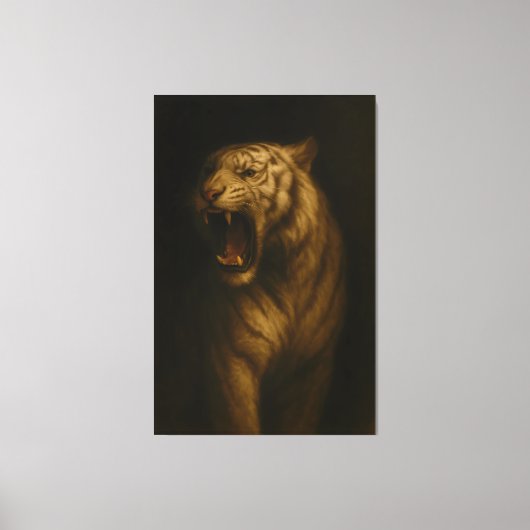 Roaring White Tiger – Fine Art Premium Canvas Prin (Voorkant)