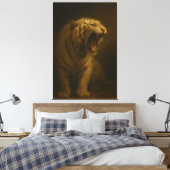 Roaring White Tiger – Fine Art Premium Canvas Prin Afdruk (Insitu (Slaapkamer))