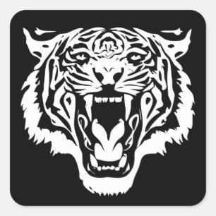 Roaring White Tiger Vierkante Sticker