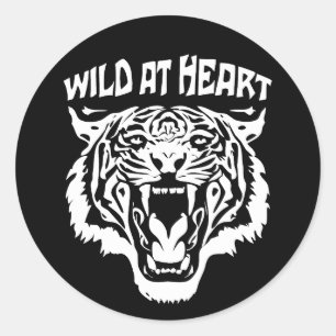 Roaring White Tiger   Wild op het hart Ronde Sticker