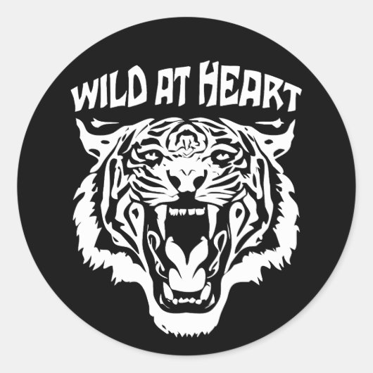 Roaring White Tiger | Wild op het hart Ronde Sticker (Voorkant)