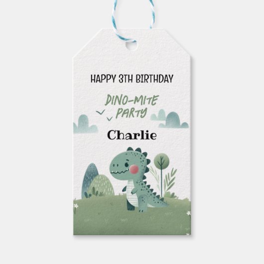 Roarsome Dino Birthday  Cadeaulabel (Voorkant)