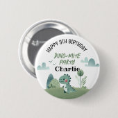 Roarsome Dino Birthday  Ronde Button 5,7 Cm (Voorkant /achterkant)