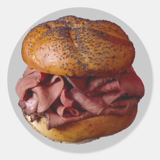 Roast Beef Sandwich Ronde Sticker (Voorkant)