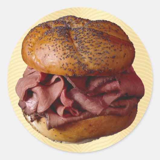 Roast Beef Sandwich Ronde Sticker (Voorkant)