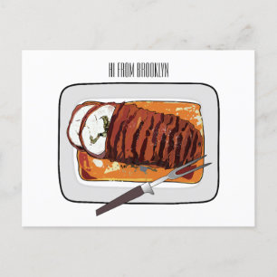 Roast kalkoenen borstschilderij cartoon briefkaart