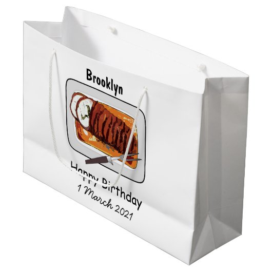 Roast kalkoenen borstschilderij cartoon groot cadeauzakje (Voorkant Gekanteld)