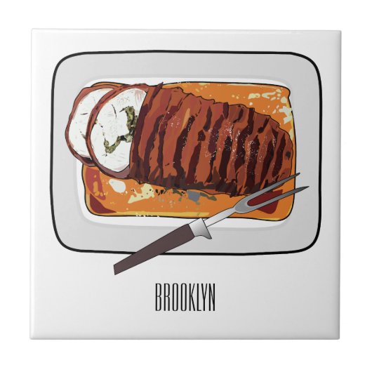 Roast kalkoenen borstschilderij cartoon tegeltje (Voorkant)