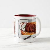 Roast kalkoenen borstschilderij cartoon tweekleurige koffiemok (Voorkant rechts)