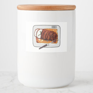 Roast kalkoenen borstschilderij cartoon voedselcontainer etiket