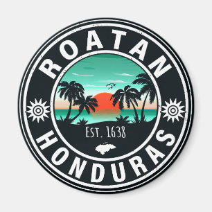 Roatán Honduras Island Retro Sunset Souvenirs 80s Magneet