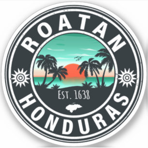 Roatán Honduras Island Retro Sunset Souvenirs 80s Sticker