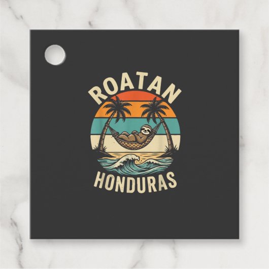 Roatan Honduras Luiaard T-Shirt Bedankjes Labels (Voorkant)