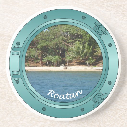 Roatan, Honduras Porthole Zandsteen Onderzetter (Voorkant)