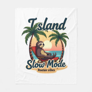 Roatan Luiaard Vintage Eiland Ontspannen Grafisch Fleece Deken